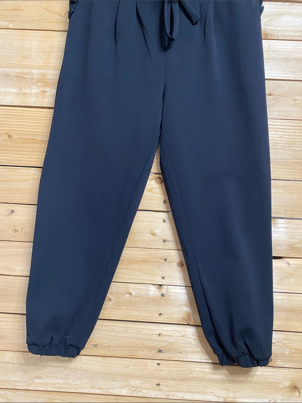 Black Paperbag Waist Tie Jogger Pants - Picture 7 of 8